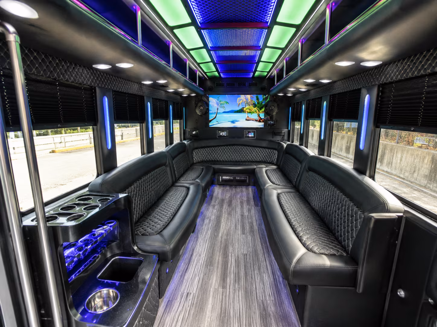 tacoma 18 passenger party bus inside