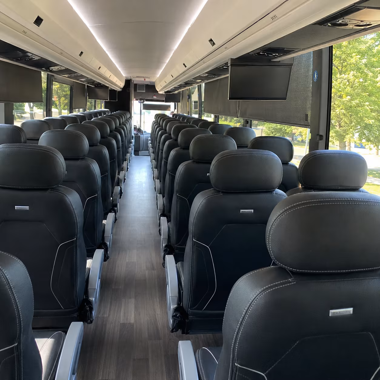tacoma 56 passenger charter bus inside